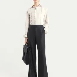 RAREISM Black Linen Regular Fit Trouser-image-59