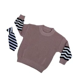 Baby Moo Kids Brown Cotton Textured Pattern Full Sleeves Sweater image 4