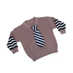 Baby Moo Kids Brown Cotton Textured Pattern Full Sleeves Sweater image 5