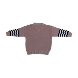 Baby Moo Kids Brown Cotton Textured Pattern Full Sleeves Sweater image 2
