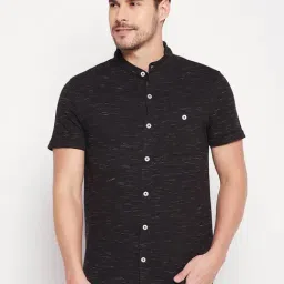 CLUB YORK Men Black Striped Henley Neck Shirt-image-45