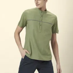 Urban Ranger by Pantaloons Olive Green Cotton Regular Fit Printed Shirt-picture-17