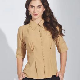 Latin Quarters Beige Polyester Striped Shirt-picture-4