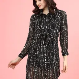 Melon by PlusS Black & Beige Printed Shirt Dress-picture-35