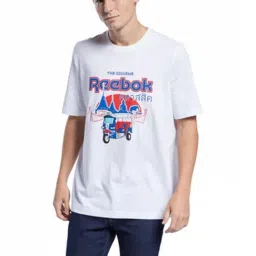 Reebok White Cotton Loose Fit Printed T-Shirt image 1