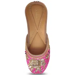 Fulkari Women's Elephant Magenta Pink Ethnic Juttis image 2