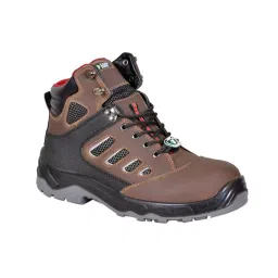Zain Safety Elite Series Steel Toe Safety Shoes PU Double Density High Ankle Brown Buff Genuine Leather Size UK12, 5001-picture-14