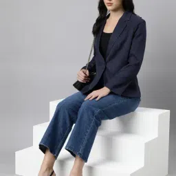 showoffff SHOWOFF Navy Textured Blazer image 5
