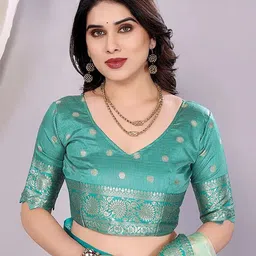 BerMondsey Ethnic Motifs Woven Design Zari Banarasi Saree image 5