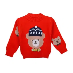 Baby Moo Kids Red Applique Full Sleeves Sweater image 5