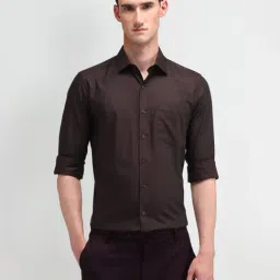 Arrow Brown Cotton Regular Fit Striped Shirt-image-18