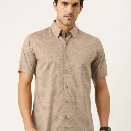 Burnt Umber Light Brown Regular Fit Printed Shirt image 1