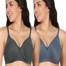 IN CARE Blue & Green Cotton T-Shirt Bras - Pack Of 2-image-44