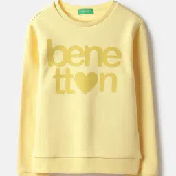 United Colors of Benetton Girls Lemon Yellow Graphic Sweatshirt-image-67
