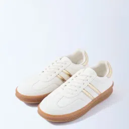 LUNA BLU by Westside White Striped Lace-Up Leather Sneakers image 2