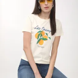 R&B Cream Cotton Graphic Print T-Shirt image 3