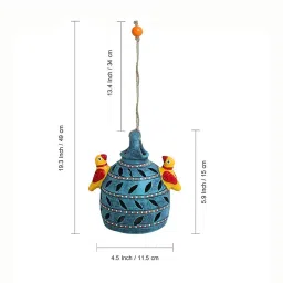 ExclusiveLane Beautiful Birdies Multicolor Terracotta Garden Decorative Hanging - Set of 2 image 5