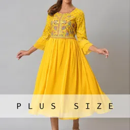 Aurelia Yellow Floral Print A-Line Dress image 1