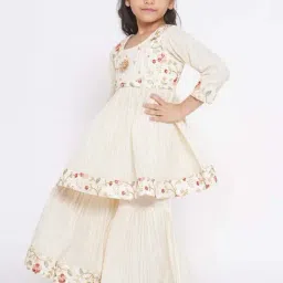 Little Bansi Cream Cotton Embroidered Kurta Set image 4