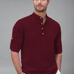 LENIA Band Collar Long Sleeves Short Kurta-picture-24