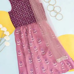 YU by Pantaloons Kids Purple & Dusty Pink Printed Lehenga Cholis-picture-38