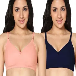 IN CARE Peach & Navy Cotton T-Shirt Bras - Pack Of 2-picture-39