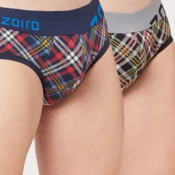 Zoiro Total Eclipse & Black Regular Fit Checks Briefs - Pack Of 2-image-34