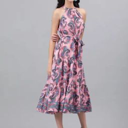 Kotty Pink Printed Midi Dress-image-95