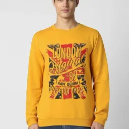 Peter England Jeans Yellow Slim Fit Printed Sweatshirt-image-34