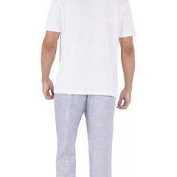 luxeliv Men's Pure Cotton Plain Half Sleeve T-Shirts & Strips Pyjama Set |Lounge Wear Sleepwear | Comfortable Fit Night Suit image 5