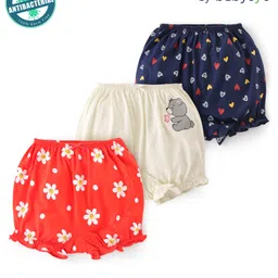 Babyoye Eco Conscious Cotton Bloomers Floral Print Pack of 3 - Multicolour-picture-28