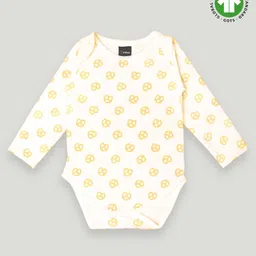 Kidbea 100% Cotton Full Sleeves Pretzal Printed Onesie - Yellow-image-73