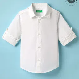 UCB Cotton Woven Full Sleeves Solid Colour Shirt - White-picture-17