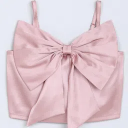 Taffykids Satin Woven Sleeveless Bow Detailed Crop Top - Rose Gold-image-10