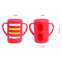 THE LITTLE LOOKERS Baby Bottle Cover with Handle/ Silicone Warmer Cover for Baby/Newborn/Infants/Toddlers - 120ml (Red) image 3