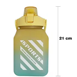 kolorfish 1500ML Cute Water Bottle with Straw and Strap BPA Free Twin Color Shading for Adult and Kids Gym Sports Outdoors (Yellow) 3D Stickers Included image 4