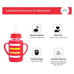 THE LITTLE LOOKERS Baby Bottle Cover with Handle/ Silicone Warmer Cover for Baby/Newborn/Infants/Toddlers - 120ml (Red) image 4