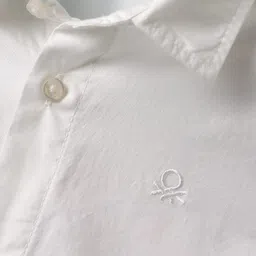 UCB Cotton Woven Full Sleeves Solid Colour Shirt - White image 4