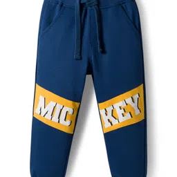 Babyhug Disney Terry Knit Full Sleeves Cut & Sew Polo T-Shirt & Lounge Pant Set with Mickey Mouse Graphics - Yellow image 4