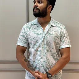 TATER GARMENTS Men New Fit Floral Printed Cuban Collar Casual Shirt image 5