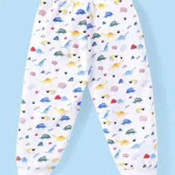 Babyhug Cotton Knit Full Length Dino & Stripes Printed Lounge Pants Pack of 3 - Multicolour image 5