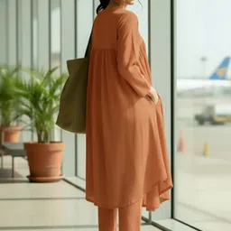 AADVIKA Empire V-Neck A-Line Kurta With Trousers image 2