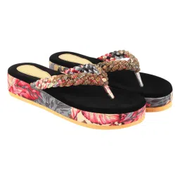 Shoetopia Women Red Woven Design Platforms-image-41