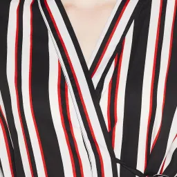 Clovia Black & White Striped Robe image 5