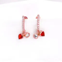 GIVA 92.5 Sterling Silver Rose Gold Hearty Drop Earrings-image-4