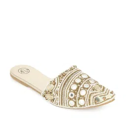 NR by Nidhi Rathi Women's Golden Mule Shoes image 2