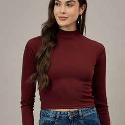 r.code by the roadster life co. R.Code by The Roadster Life Co.Women Vertical Striped High Neck Fitted Top-picture-43