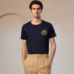 U.S. Polo Assn. Navy Cotton Slim Fit Colour Block T-Shirt-image-80
