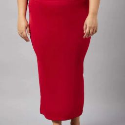 Secrets By ZeroKaata Red Plain Saree Shapewear-picture-42