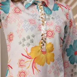 Nayam By Lakshita White Cotton Relaxed Fit Floral Print Kurtas image 5